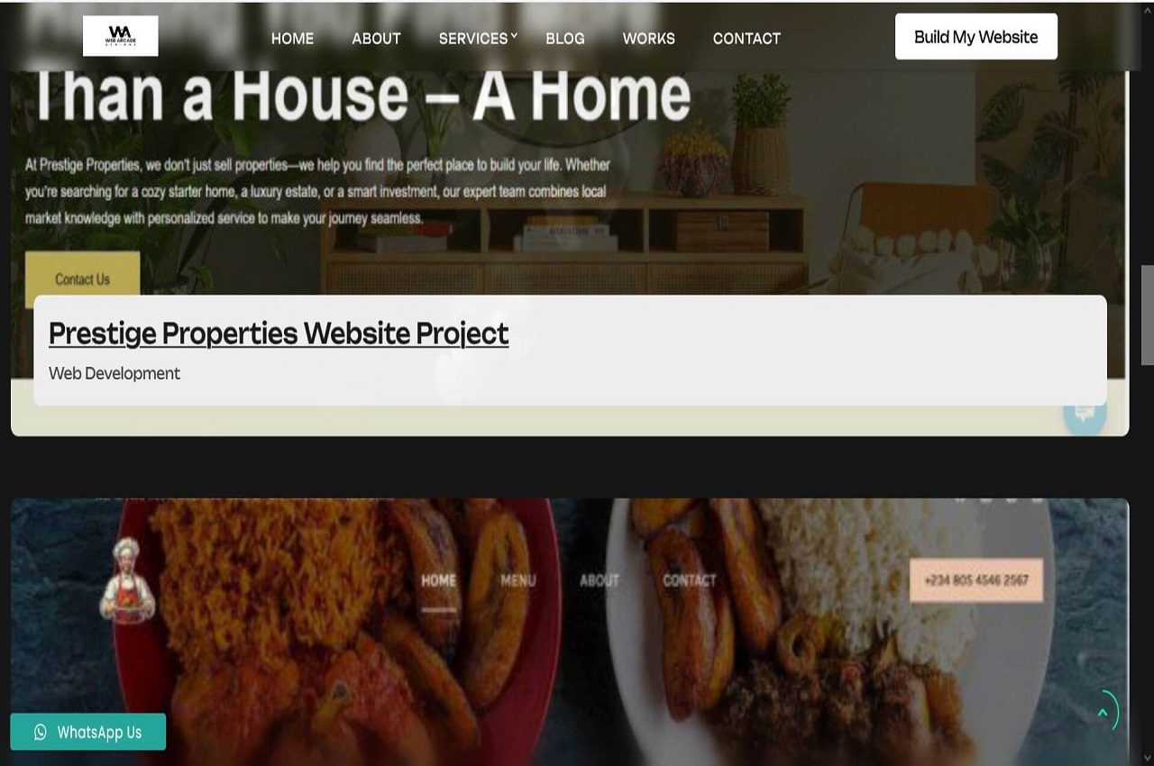 Web Arcade Designz portfolio showcasing masterful responsive UI/UX design across mobile and desktop interfaces for Lagos-based brands.